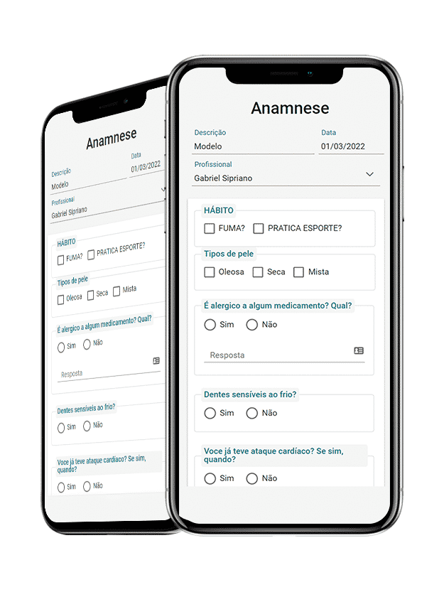 Anamnese no celular no sistema para clínica Ondoctor